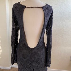 Dark grey dress.